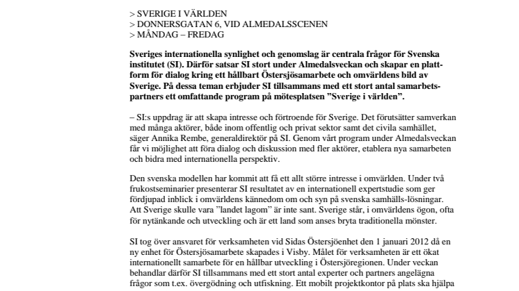 Östersjösamarbete och bilden av Sverige i fokus i Almedalen