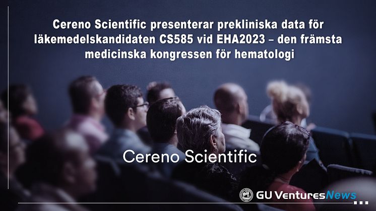 Cereno Scientific presenterar prekliniska data för sin läkemedelskandidat vid den främsta medicinska kongressen för hematologi