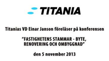 Titanias VD Einar Jansons föreläsning om stambyten med kvarboende