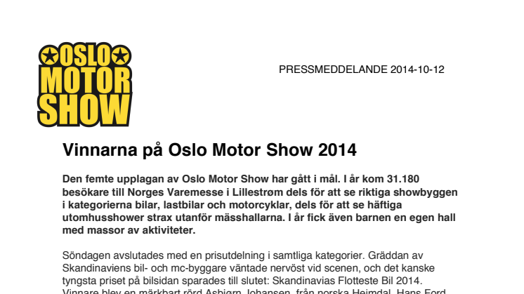 Vinnarna på Oslo Motor Show 2014