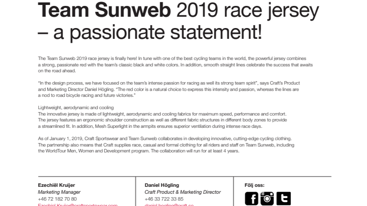 Team Sunwebs tävlingströja 2019 – med passion för framgång!