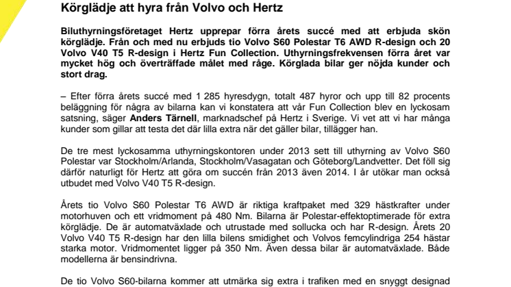 Körglädje att hyra från Volvo och Hertz