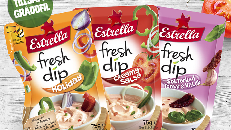 Estrella lanserar Fresh Dip! En helt ny slags dipmix, som istället för torra kryddor är gjord på färska grönsaker!      
