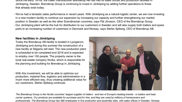 Brenderup AB is expanding in Jönköping