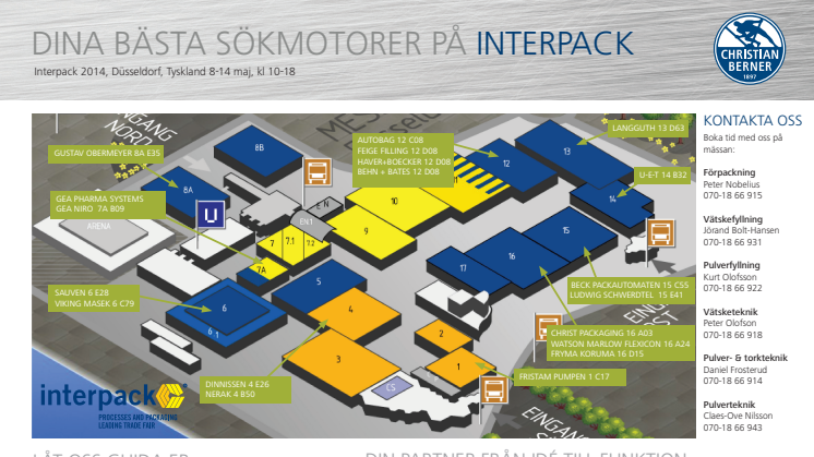 Interpack 2014, karta över mässhallarna