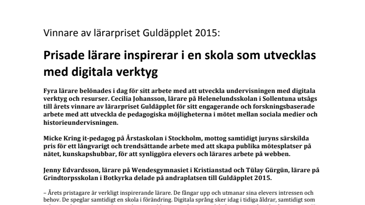 Prisade lärare inspirerar i en skola som utvecklas med digitala verktyg