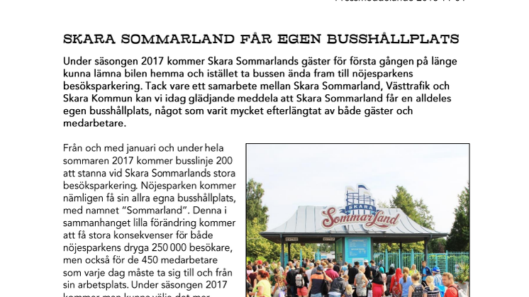 Skara Sommarland får egen busshållplats