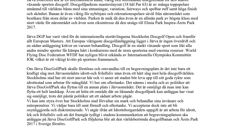 Till Idrottsborgarråd Karin Ernlund
