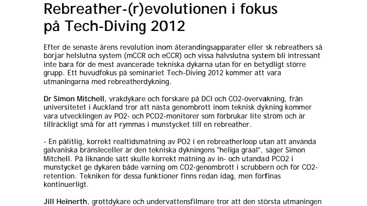 RB-(r)evolutionen i fokus på Tech-Diving 2012