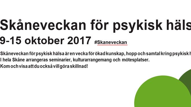 Flera evenemang i Kristianstad under Skåneveckan för psykisk hälsa.