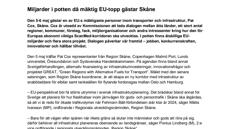 Miljarder i potten då mäktig EU-topp gästar Skåne