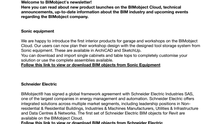 BIMobject Newsletter