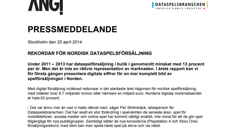 Rekordår för nordisk dataspelsförsäljning