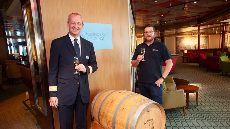 Adnams' Bradley Adnams with Fred. Olsen Cruise Lines Hotel Manager Iain Gibson 2