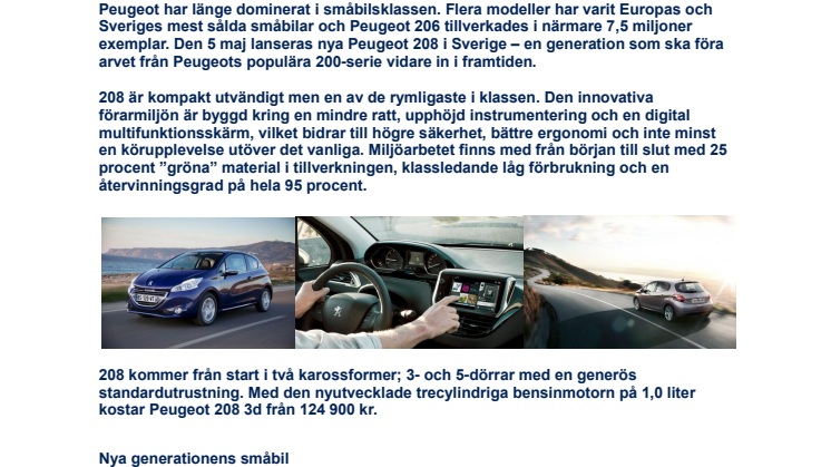 Sverigepremiär: Peugeot 208 - nya generationens småbil 