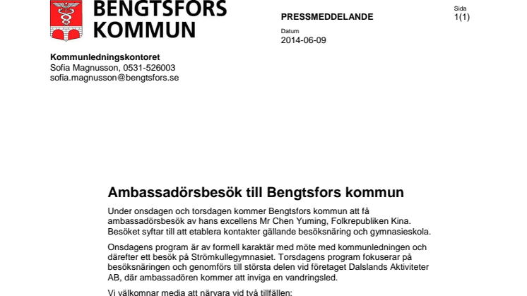 Ambassadörsbesök till Bengtsfors 