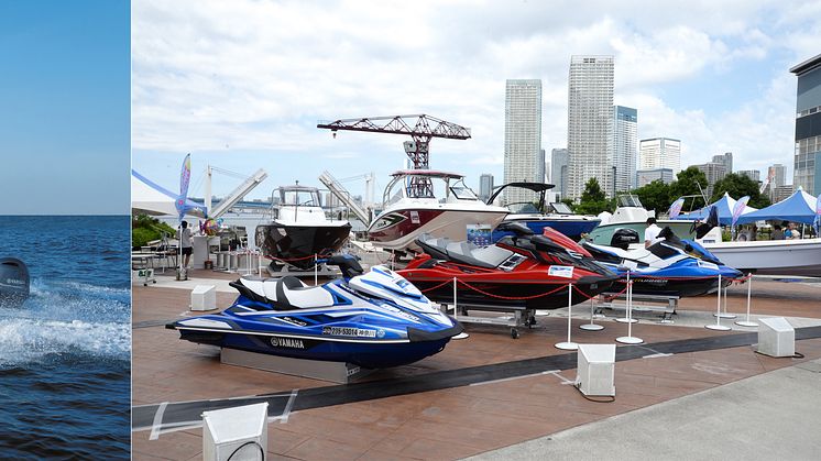 主要展示品「SR-X 24」（左）と6月に東京都江東区で開催されたマリンカーニバル風景