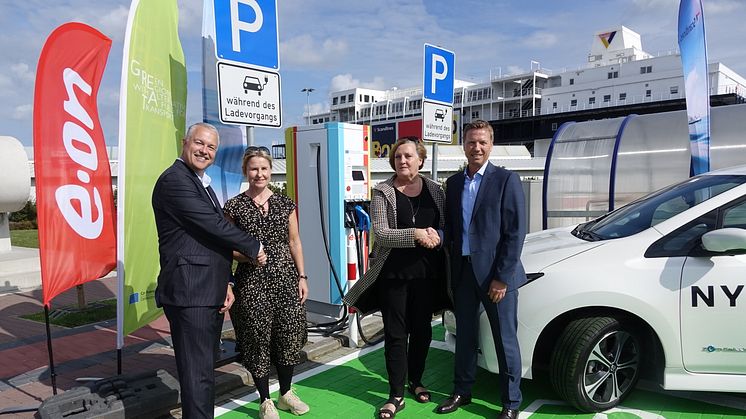 Søren Poulsgaard Jensen (CEO Scandlines), Mette Marie Knudsen (Senior Business Developer E.ON), Britt Karlsson-Green (Project Manager GREAT, Region Skåne), Heiko Kähler (Direktør Scandlines Deutschland GmbH)