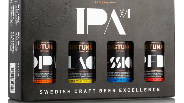 Fyra olika IPA i en box från Sigtuna Brygghus