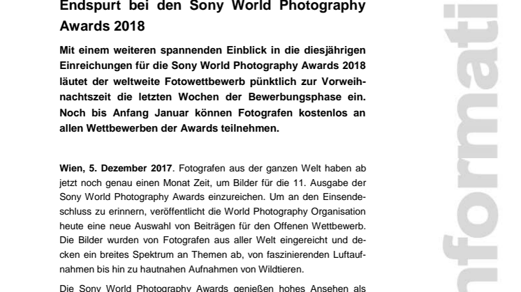 Endspurt bei den Sony World Photography Awards 2018