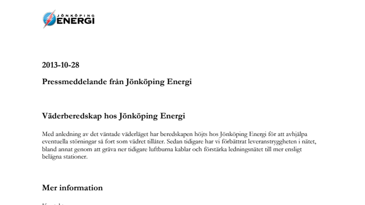 Väderberedskap hos Jönköping Energi