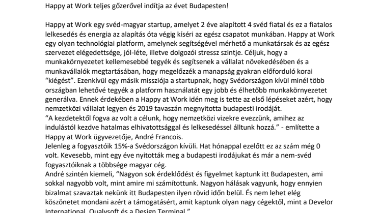 Happy at Work teljes gőzerővel indítja az évet Budapesten