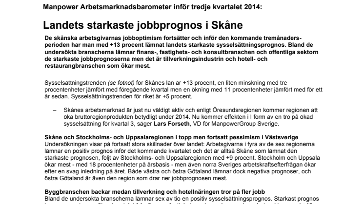 Landets starkaste jobbprognos i Skåne