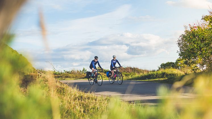 Kattegattleden, Sveriges första nationella cykelled, går mellan Helsingborg och Göteborg, hela vägen genom Halland. Foto: Oskar Albrektsson