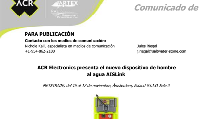 ACR Electronics presenta el nuevo dispositivo de hombre al agua AISLink