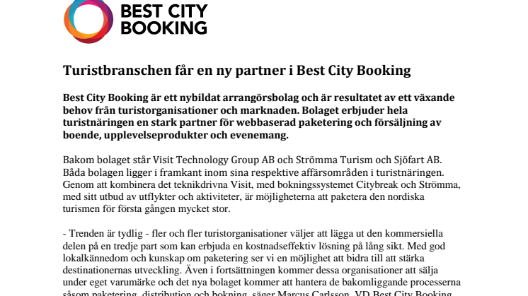 Turistbranschen får en ny partner i Best City Booking