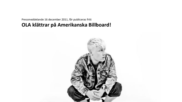 OLA klättrar på amerikanska Billboard!