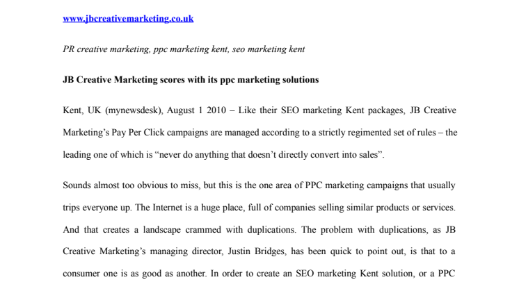 JB Creative Marketing scores with its ppc marketing solutions