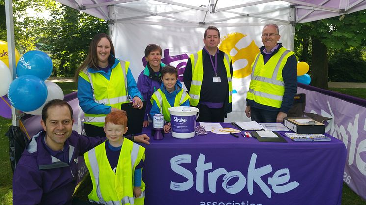 Jim Black (second right) with former mayor of Antrim Brian Graham at last years Step out for Stroke