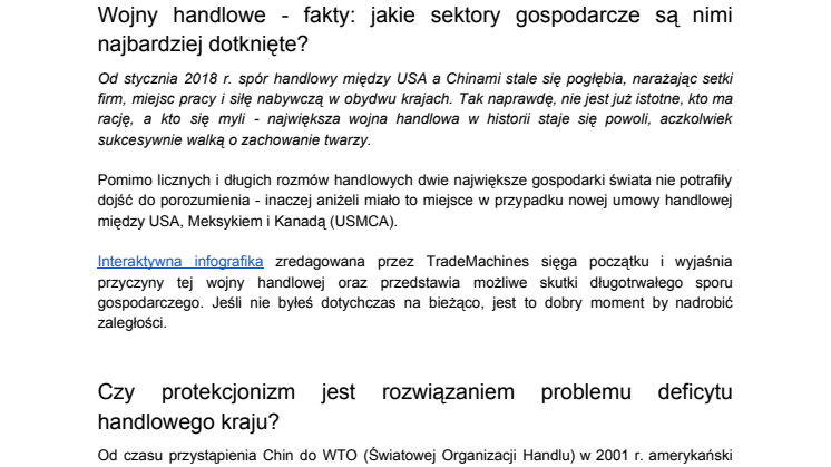 Wojny handlowe - fakty: jakie sektory gospodarcze są nimi najbardziej dotknięte?