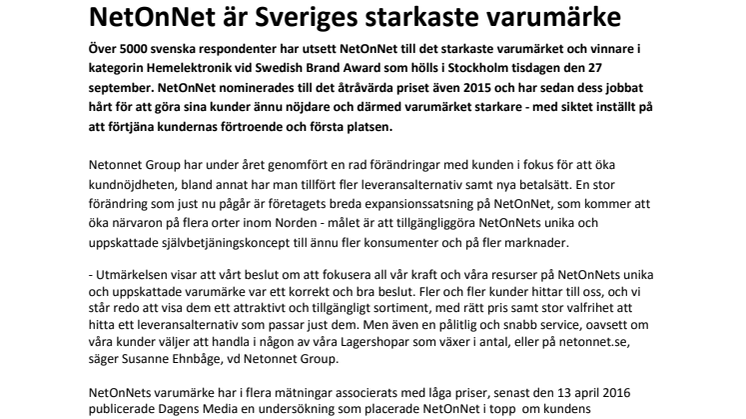 NetOnNet är Sveriges starkaste varumärke