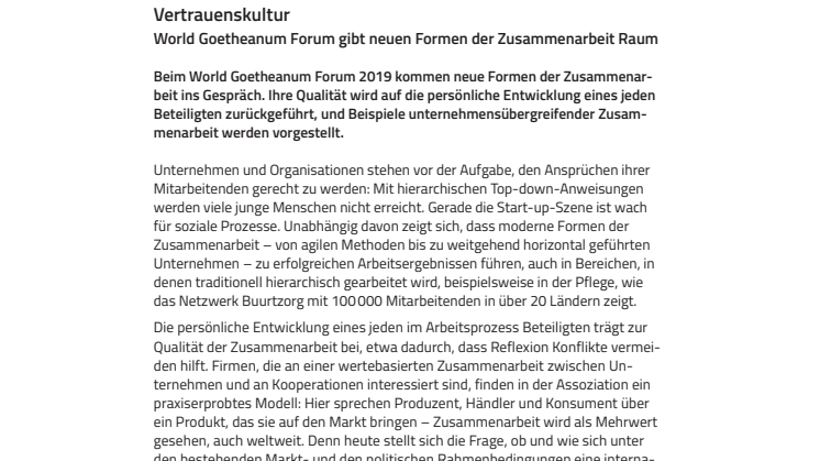 Vertrauenskultur. ​World Goetheanum Forum gibt neuen Formen der Zusammenarbeit Raum