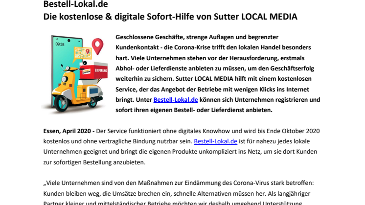 Bestell-Lokal.de - Die kostenlose & digitale Sofort-Hilfe von Sutter LOCAL MEDIA