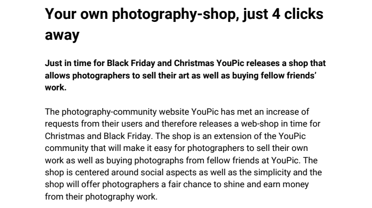 Your own photography-shop, just 4 clicks away