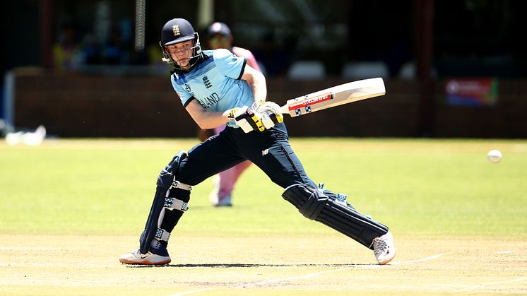 Dan Mousley reverse sweeps against Japan in the ICC U19 World Cup