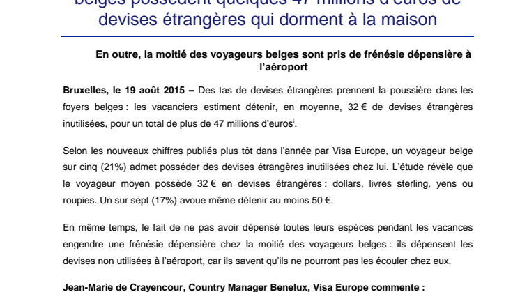 Espèces « oubliées » : les vacanciers belges possèdent quelques 47 millions d’euros de devises étrangères qui dorment à la maison 