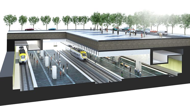 Illustrationsexempel på Station Centralen stationsrum. Illustration: Metro Arkitekter