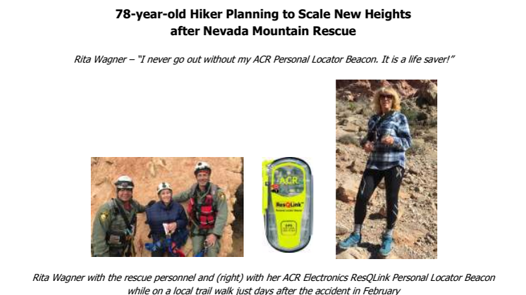 ACR Electronics: 78-year-old Hiker Planning to Scale New Heights after Nevada Mountain Rescue