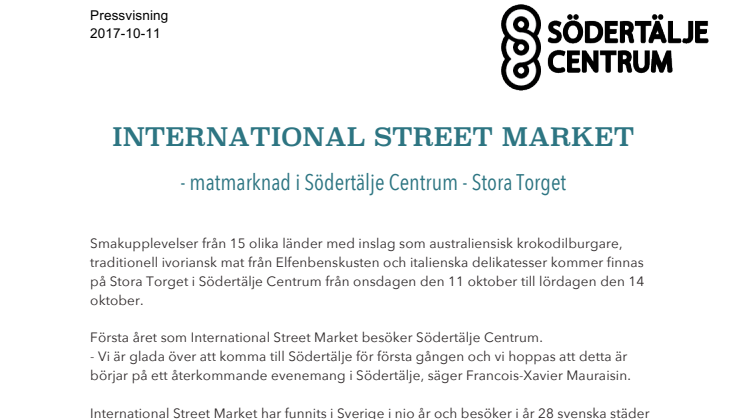 INTERNATIONAL STREET MARKET - matmarknad i Södertälje Centrum - Stora Torget