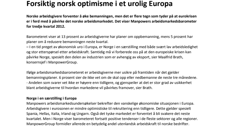 Forsiktig norsk optimisme i et urolig Europa