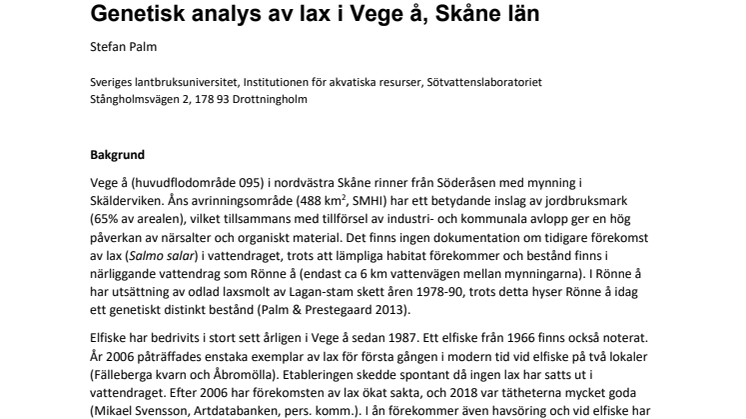 Här kan du ta del av rapporten om lax i Vege å