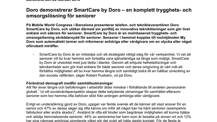 Doro demonstrerar SmartCare by Doro – en komplett trygghets- och omsorgslösning för seniorer