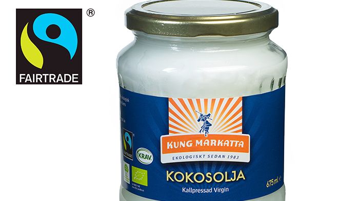 Kung Markattas kallpressade kokosolja 675 ml har blivit Fairtrade-märkt!