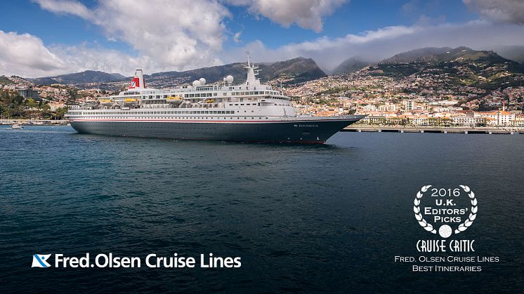 Fred. Olsen Cruise Lines is crowned ‘Best for Itineraries’ by Cruise Critic experts, for the second year in a row! 