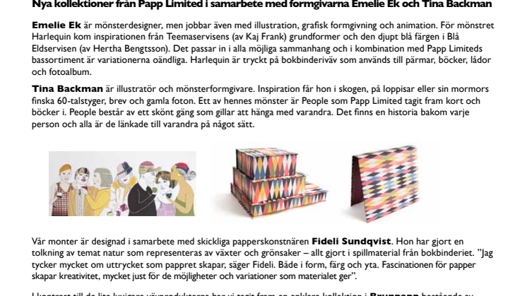 Emelie Ek Design för Papp limited