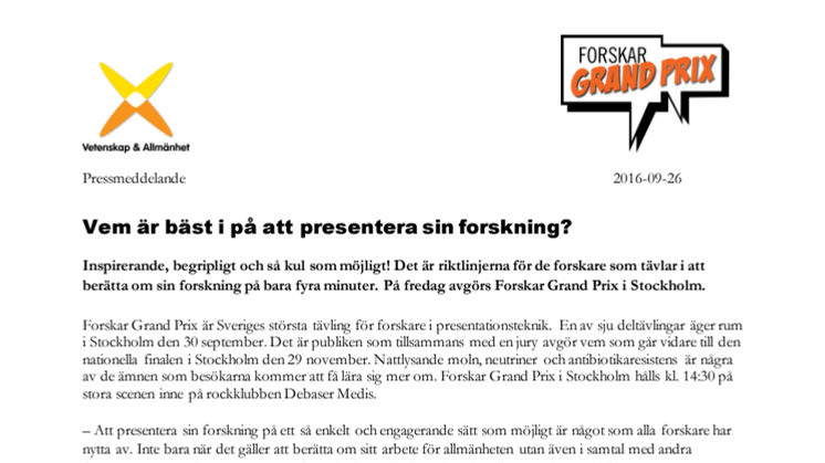 Vem är bäst i Stockholm på att presentera sin forskning?